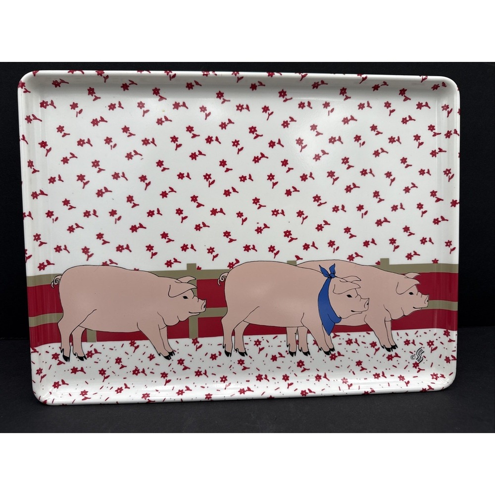 Vtg Keller Charles Italy Pig Tray Farmhouse‎ Kitchen Melamine Country Floral